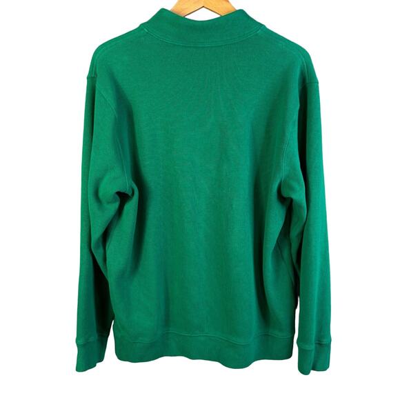 Lands End Pullover Mens Size Large Tall 1/4 Zip All Cotton Sweater Green Preppy - Picture 2 of 10